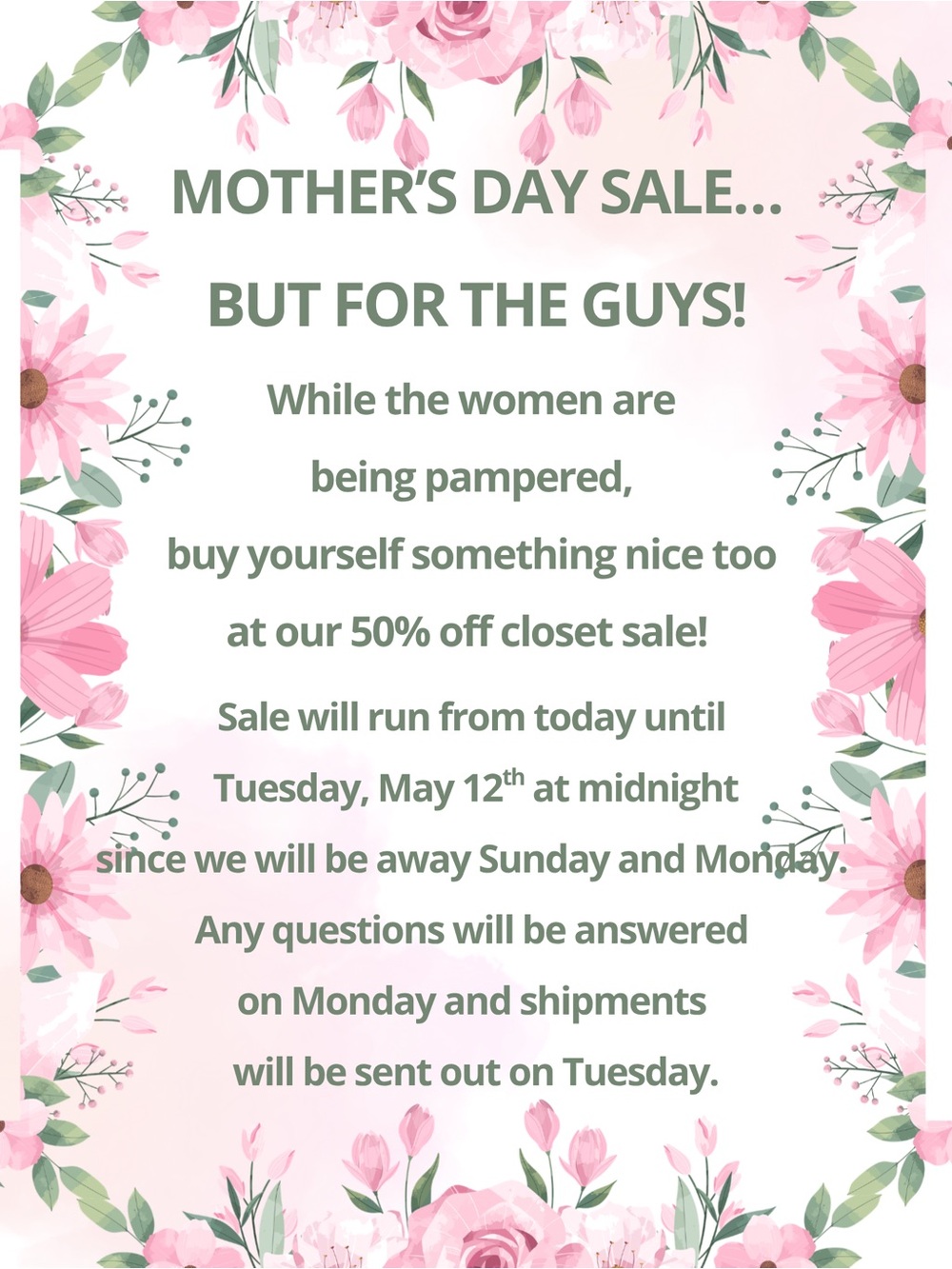 50% off Closet Sale!